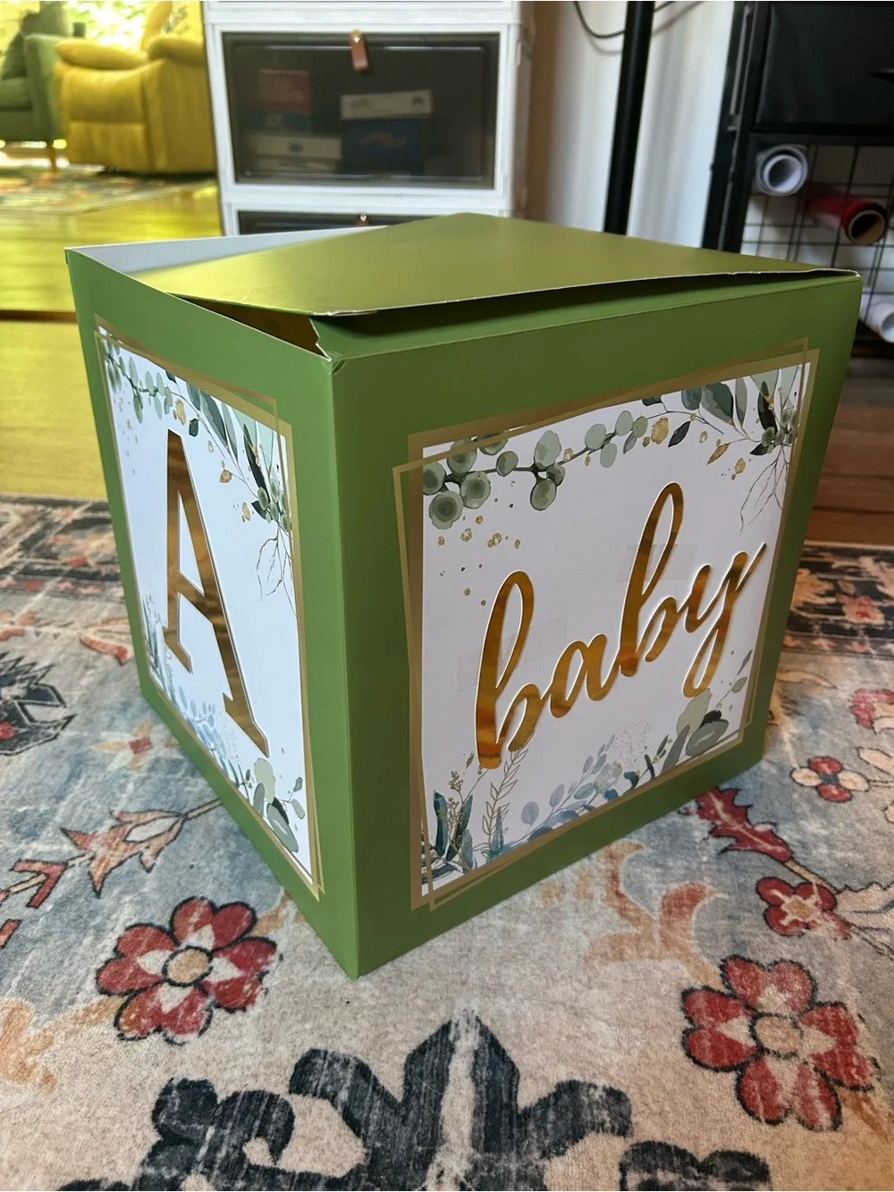 GREEN Gold 'BABY' Stacking Blocks Party Decor
